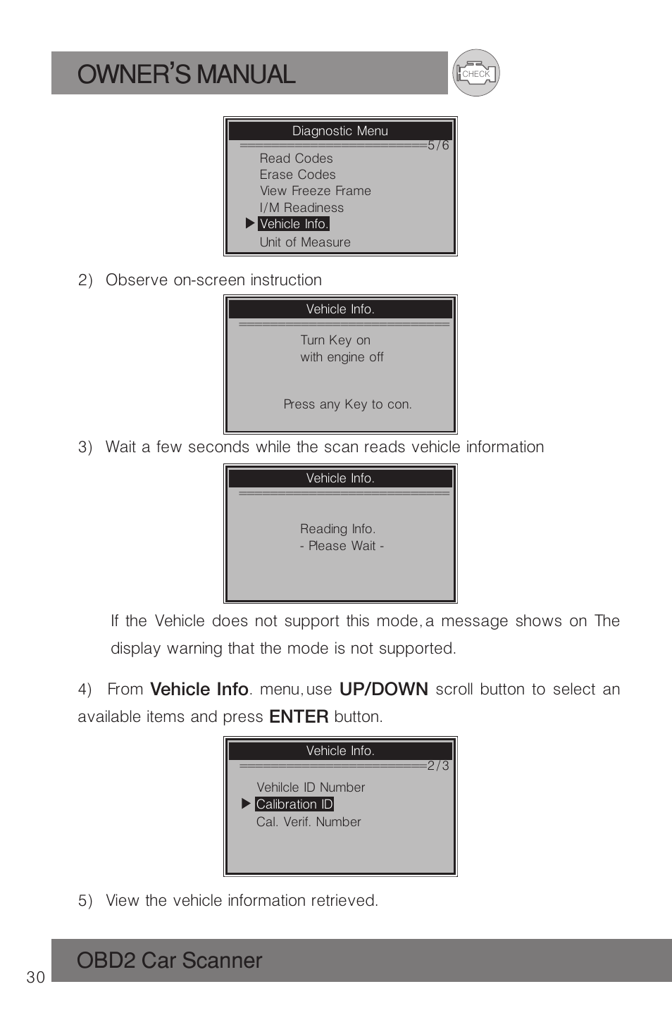 Owner s manual, Obd2 car scanner | Roadi RDT51 User Manual | Page 34 / 186