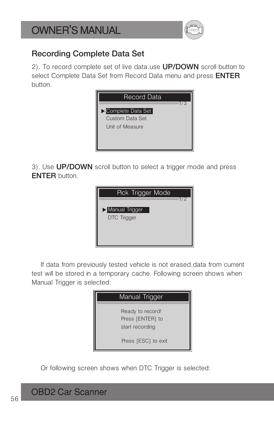 Owner s manual, Obd2 car scanner | Roadi RDT51 User Manual | Page 60 / 186