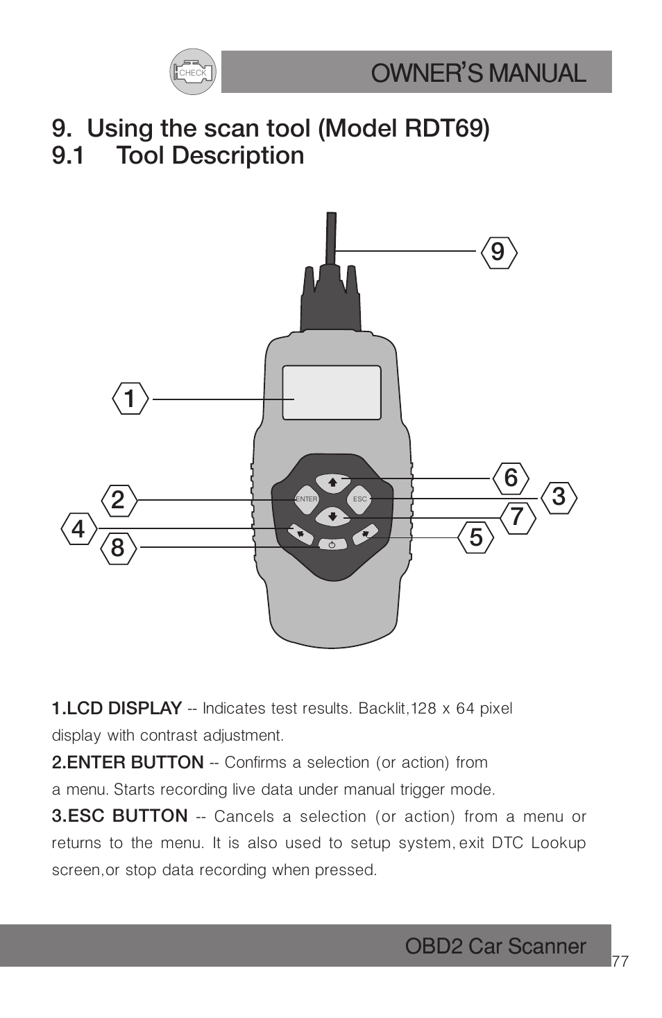 Owner s manual | Roadi RDT51 User Manual | Page 81 / 186