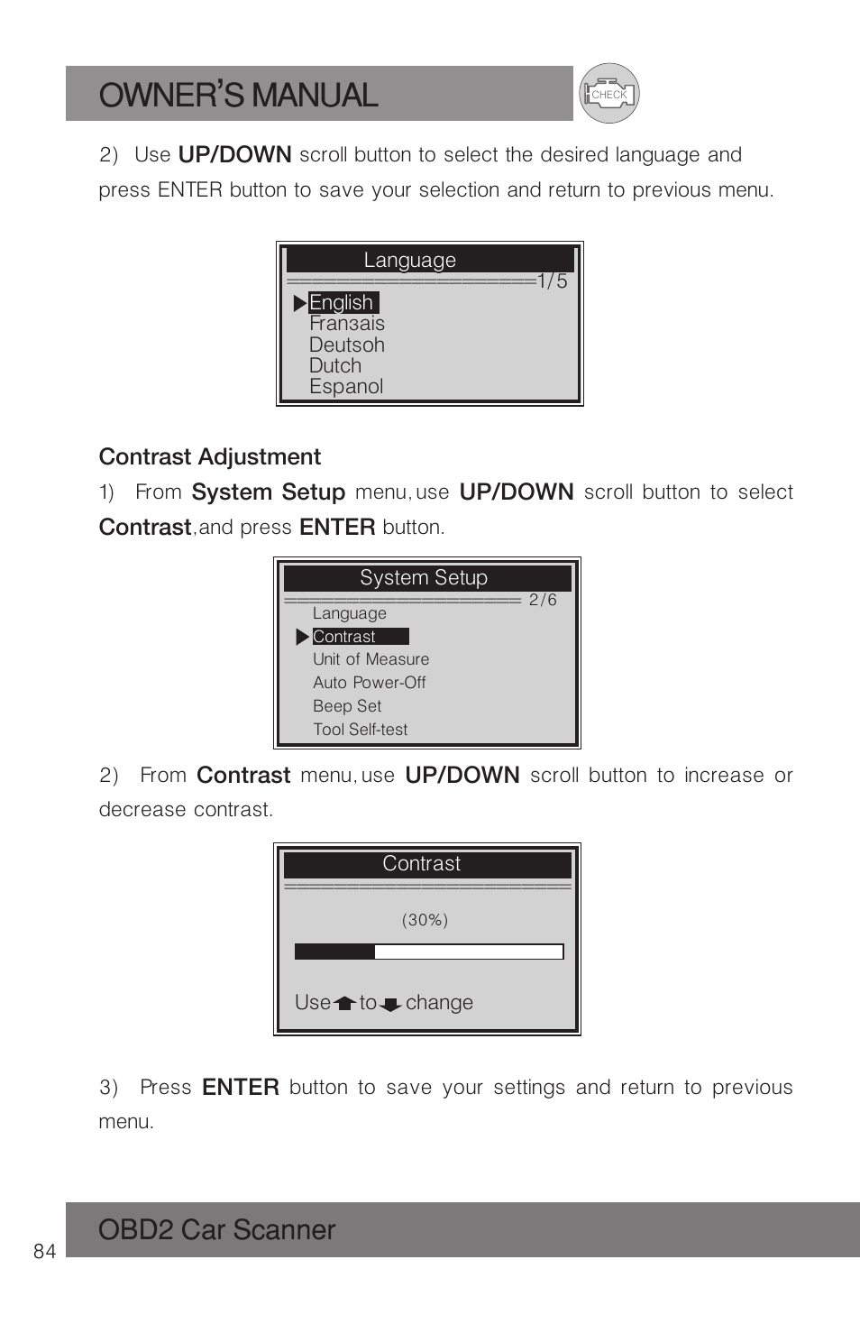 Owner s manual, Obd2 car scanner | Roadi RDT51 User Manual | Page 88 / 186