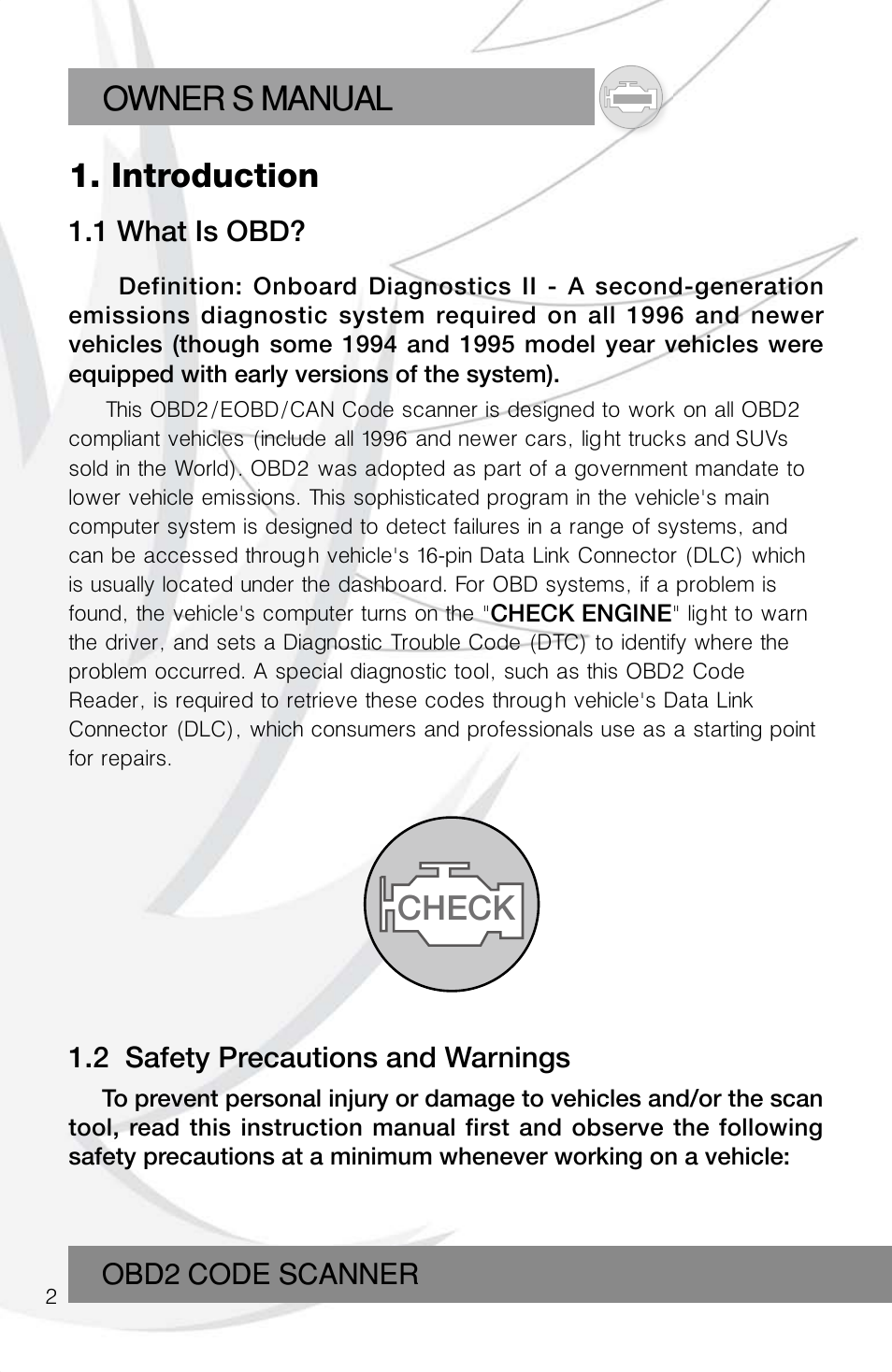 Owner s manual, Introduction, Check | Roadi RDT55 User Manual | Page 4 / 30