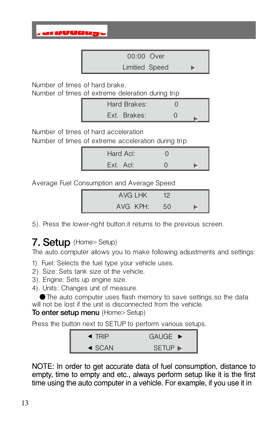Setup | Roadi Turbo Gauge User Manual | Page 15 / 27
