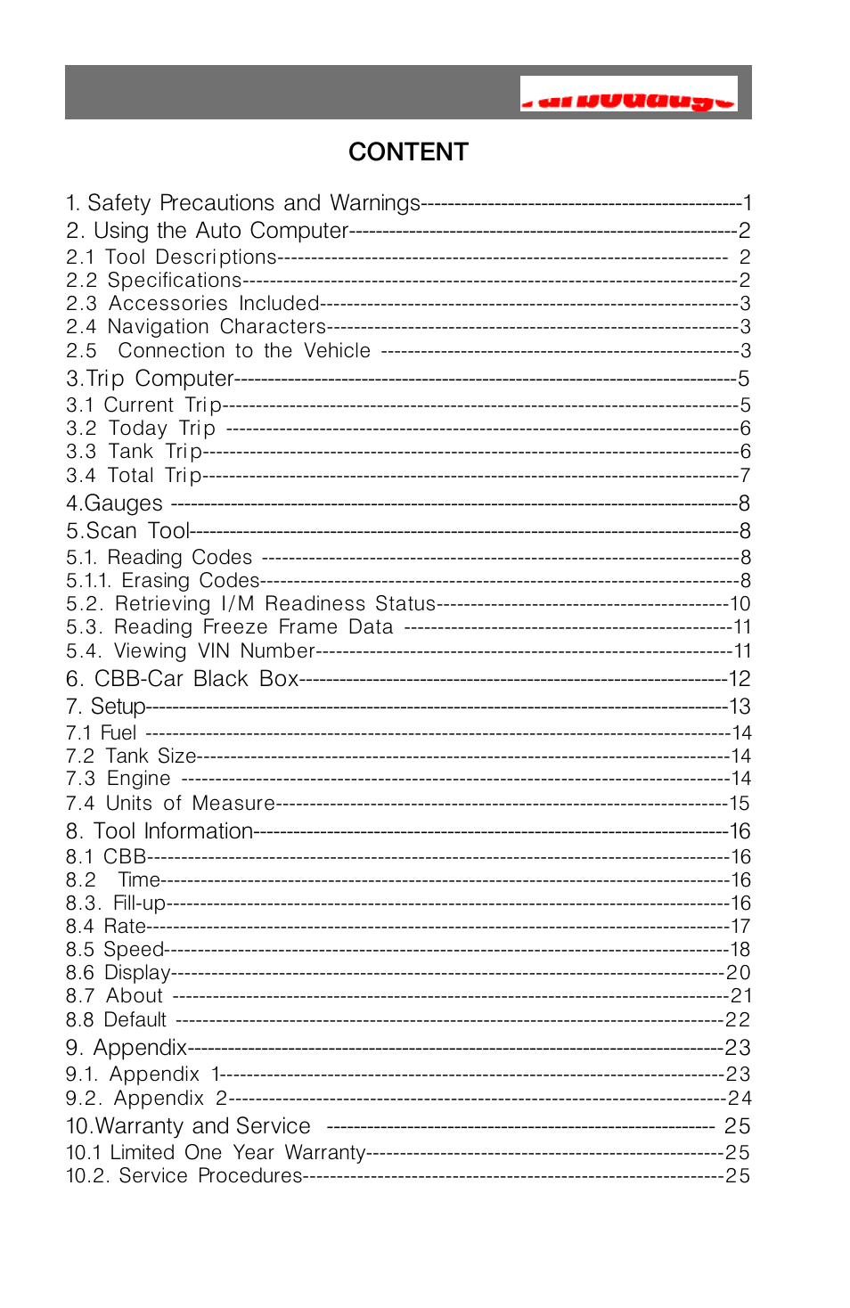 Roadi Turbo Gauge User Manual | Page 2 / 27