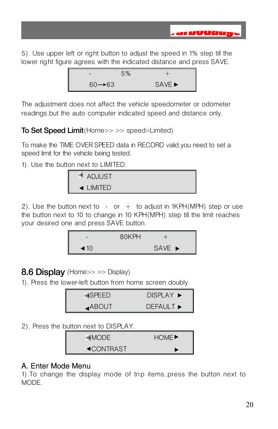 6 display | Roadi Turbo Gauge User Manual | Page 22 / 27