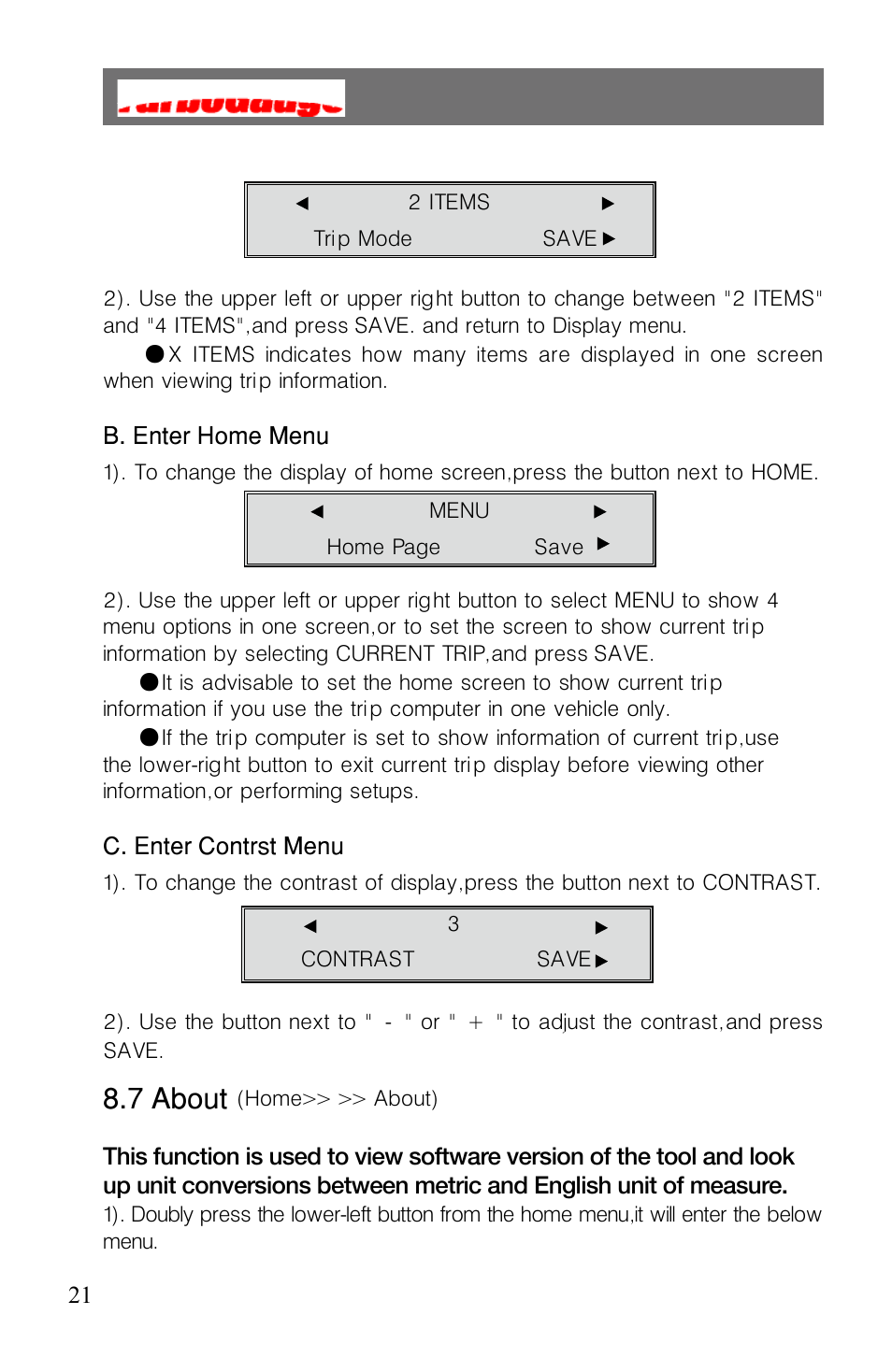 7 about | Roadi Turbo Gauge User Manual | Page 23 / 27