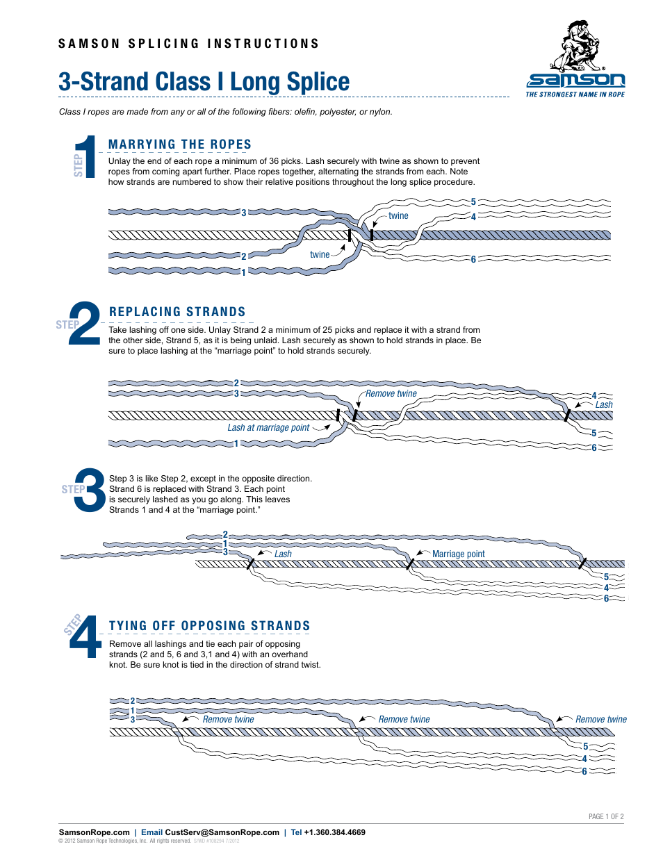 Samson 3-STRAND Class I Long Splice User Manual | 2 pages
