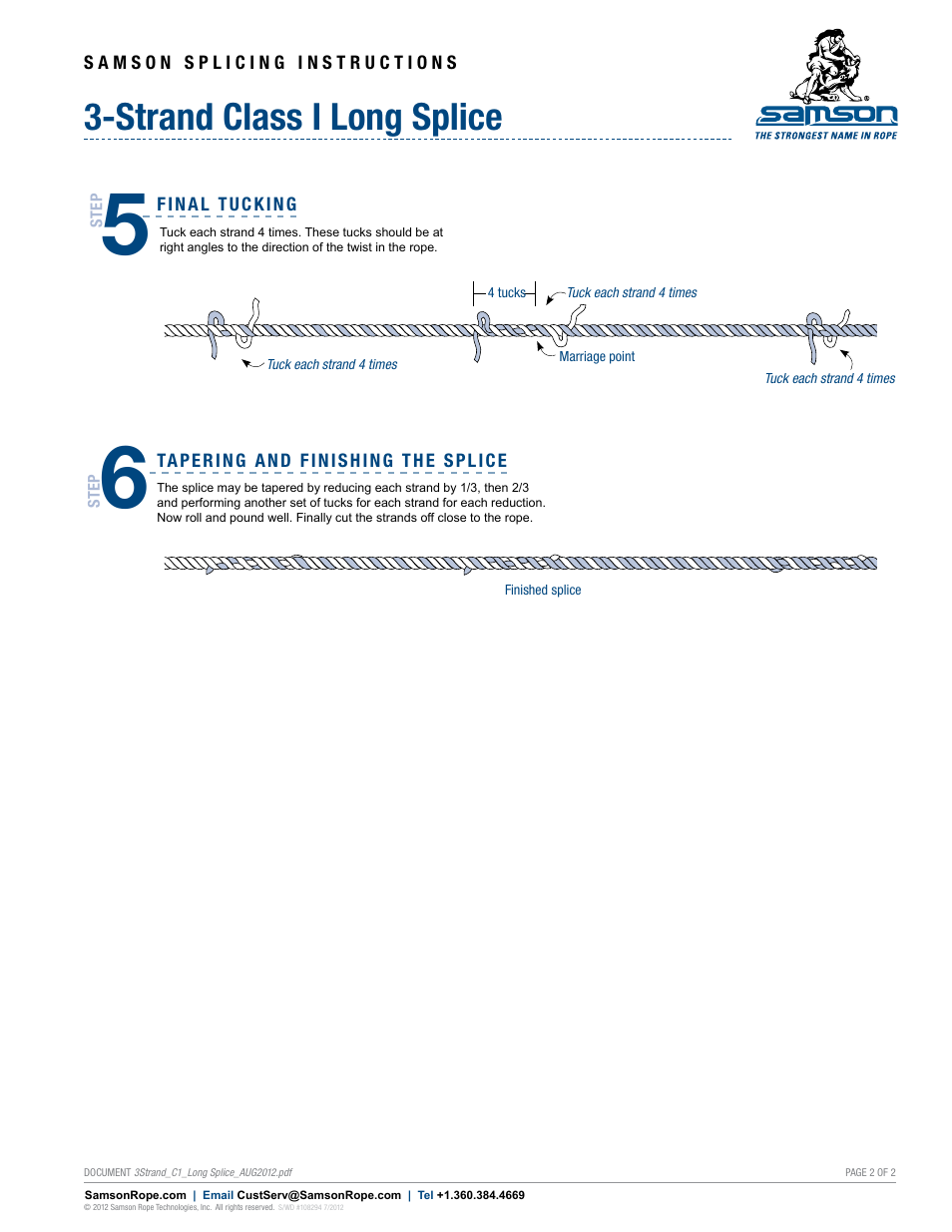 Strand class i long splice | Samson 3-STRAND Class I Long Splice User Manual | Page 2 / 2
