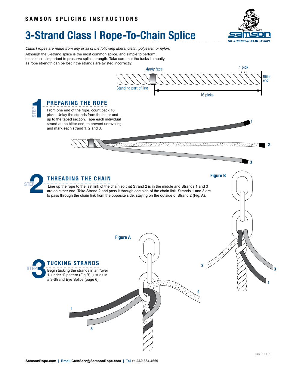 Samson 3-STRAND Class I Rope-to-Chain Splice User Manual | 2 pages