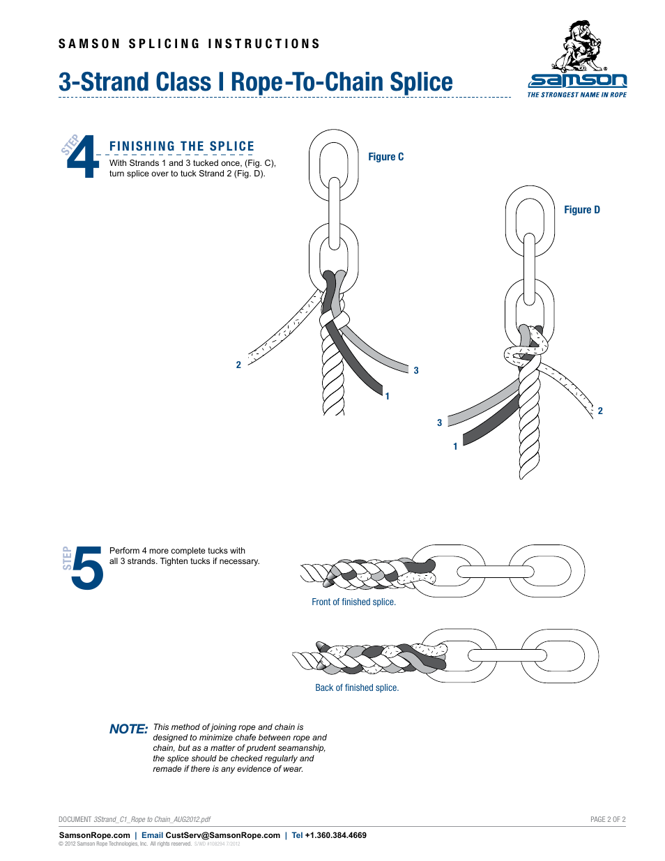 Strand class i rope-to-chain splice | Samson 3-STRAND Class I Rope-to-Chain Splice User Manual | Page 2 / 2