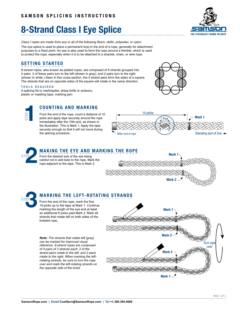 Samson 8-STRAND Class I Eye Splice User Manual | 3 pages