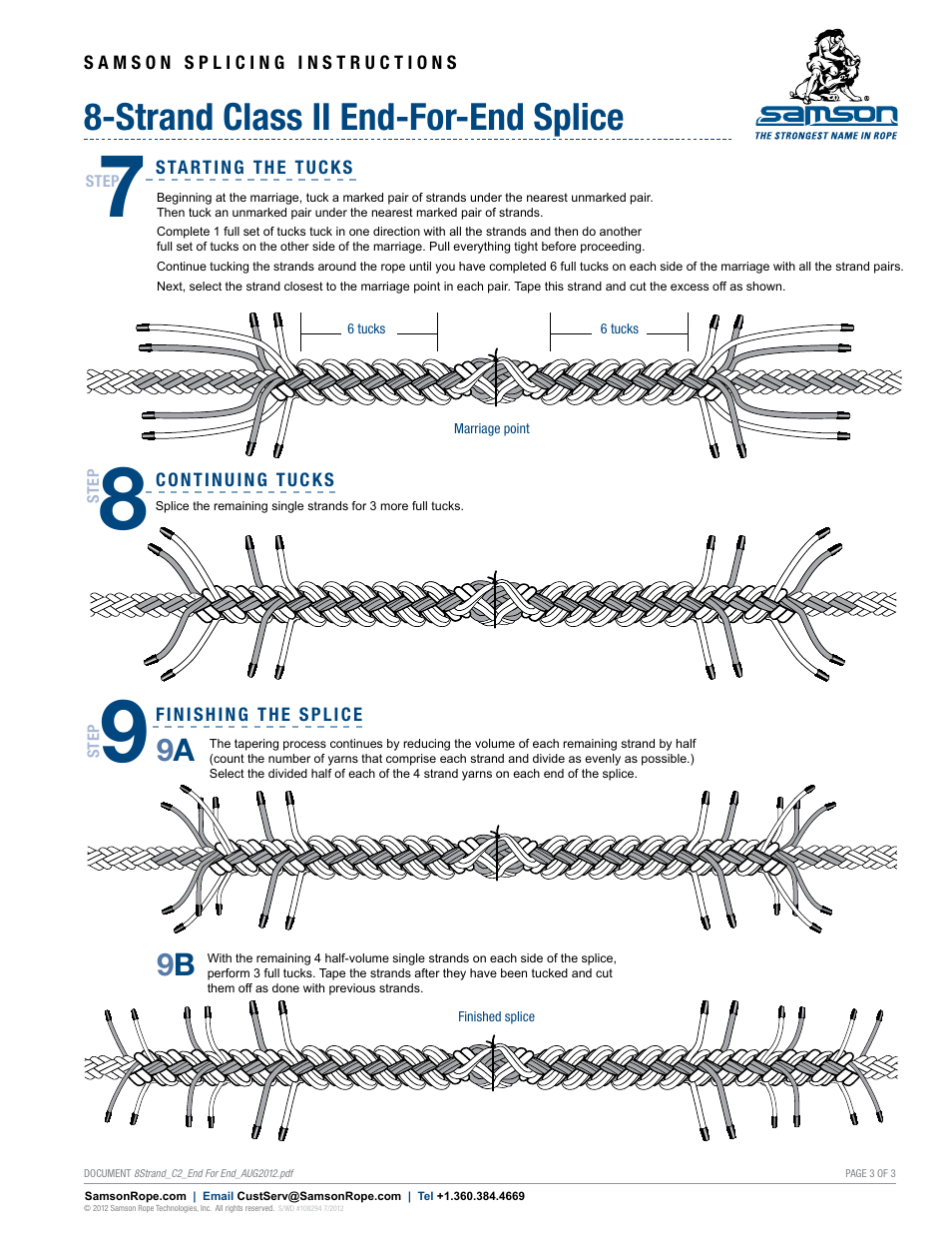 Strand class ii end-for-end splice, 9a 9 b | Samson 8-STRAND Class II End-for-End Splice User Manual | Page 3 / 3