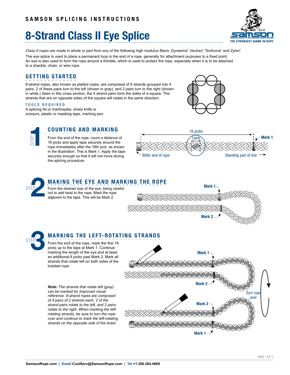 Samson 8-STRAND Class II Eye Splice User Manual | 3 pages