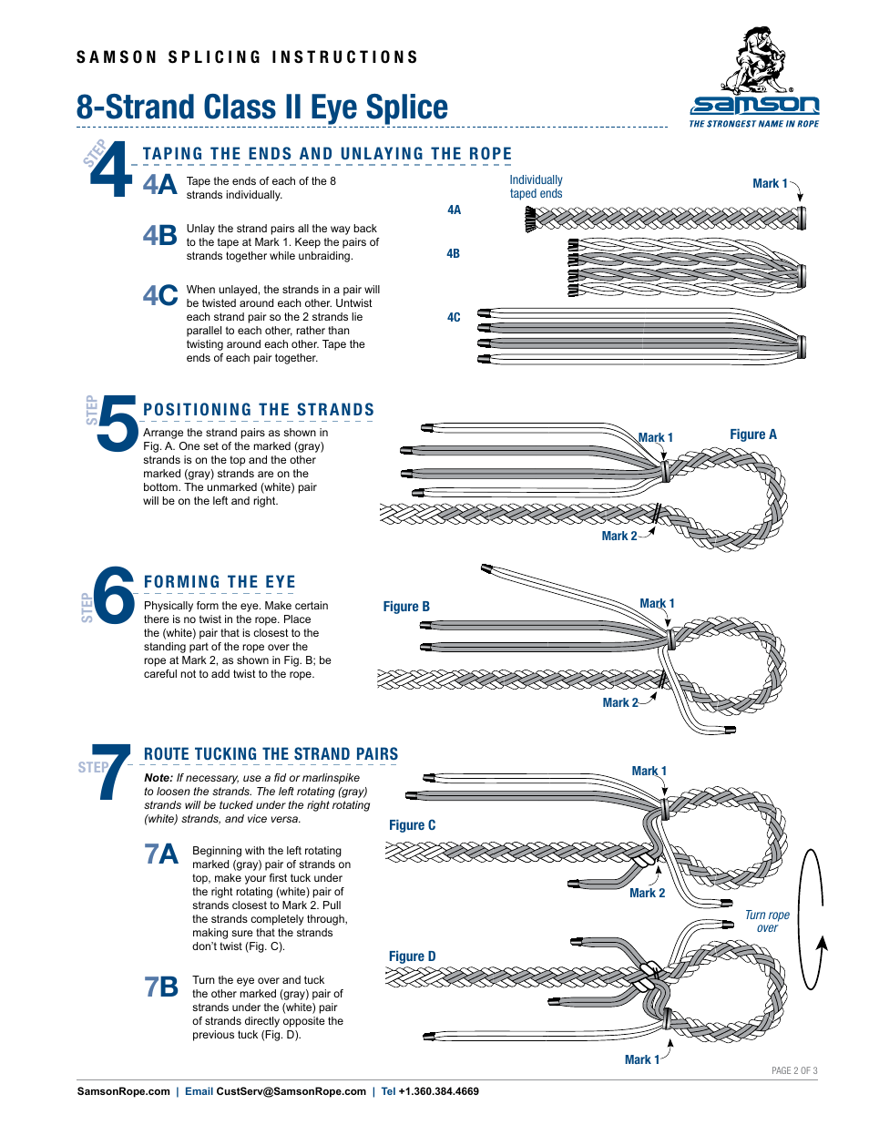 Strand class ii eye splice, 4a 4 b 4 c, 7a 7 b | Samson 8-STRAND Class II Eye Splice User Manual | Page 2 / 3