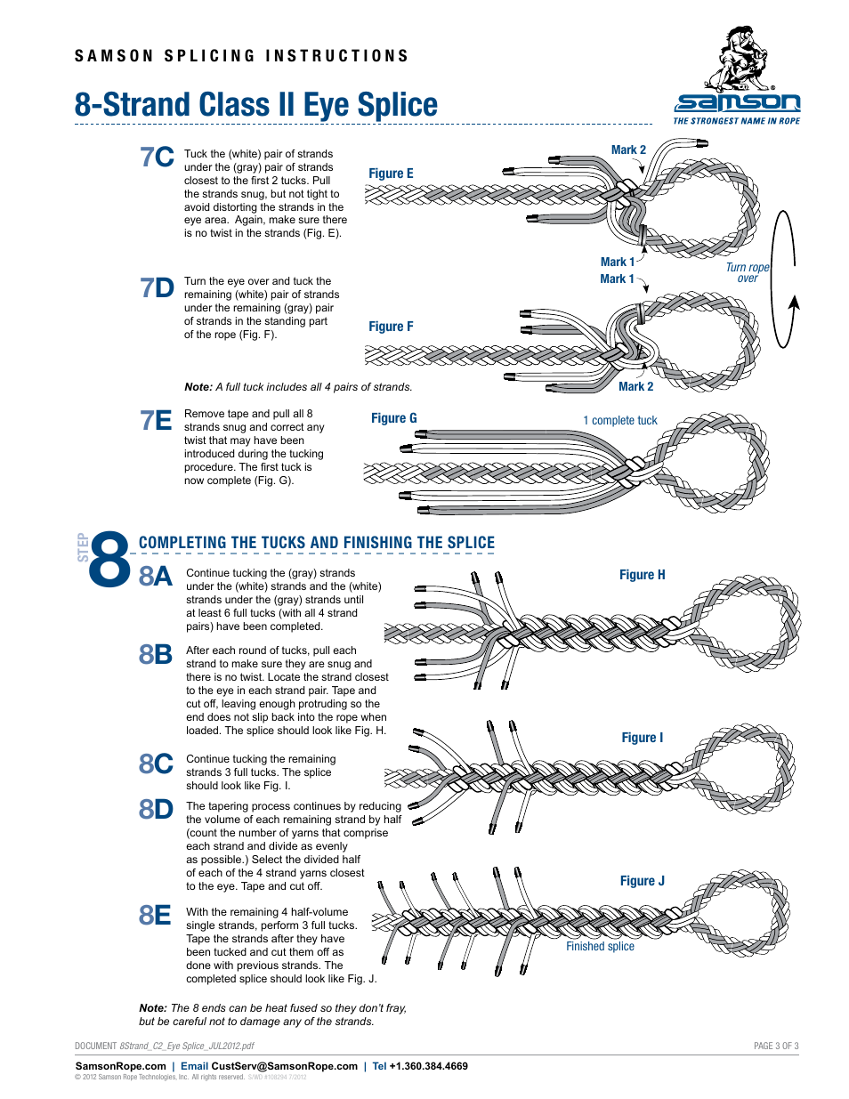 Strand class ii eye splice, 7c 7 d 7 e, 8b 8 c 8 d 8 e | Samson 8-STRAND Class II Eye Splice User Manual | Page 3 / 3