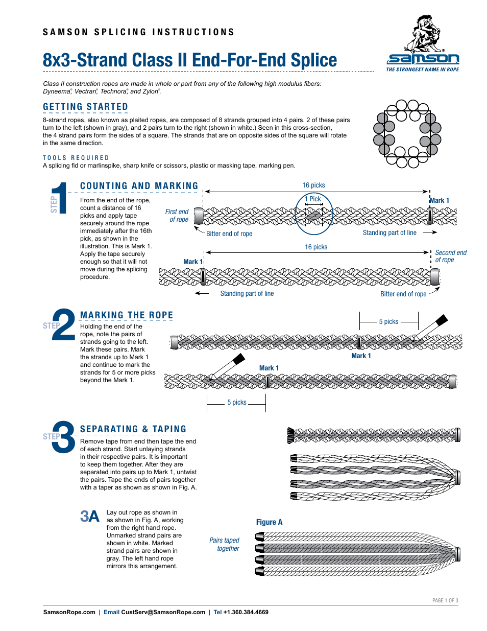 Samson 8x3-STRAND Class II End-for-End Splice User Manual | 3 pages