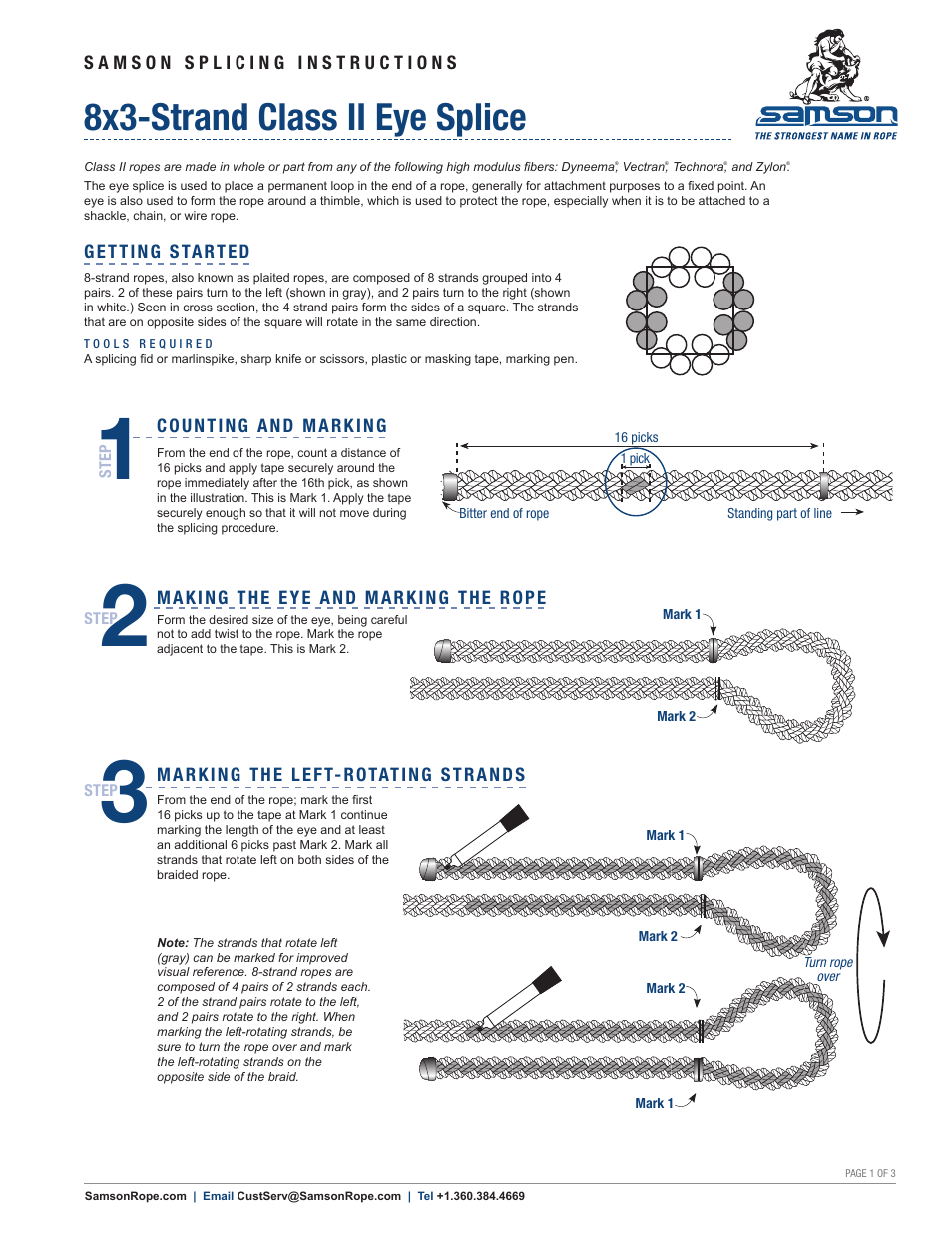 Samson 8x3-STRAND Class II Eye Splice User Manual | 3 pages