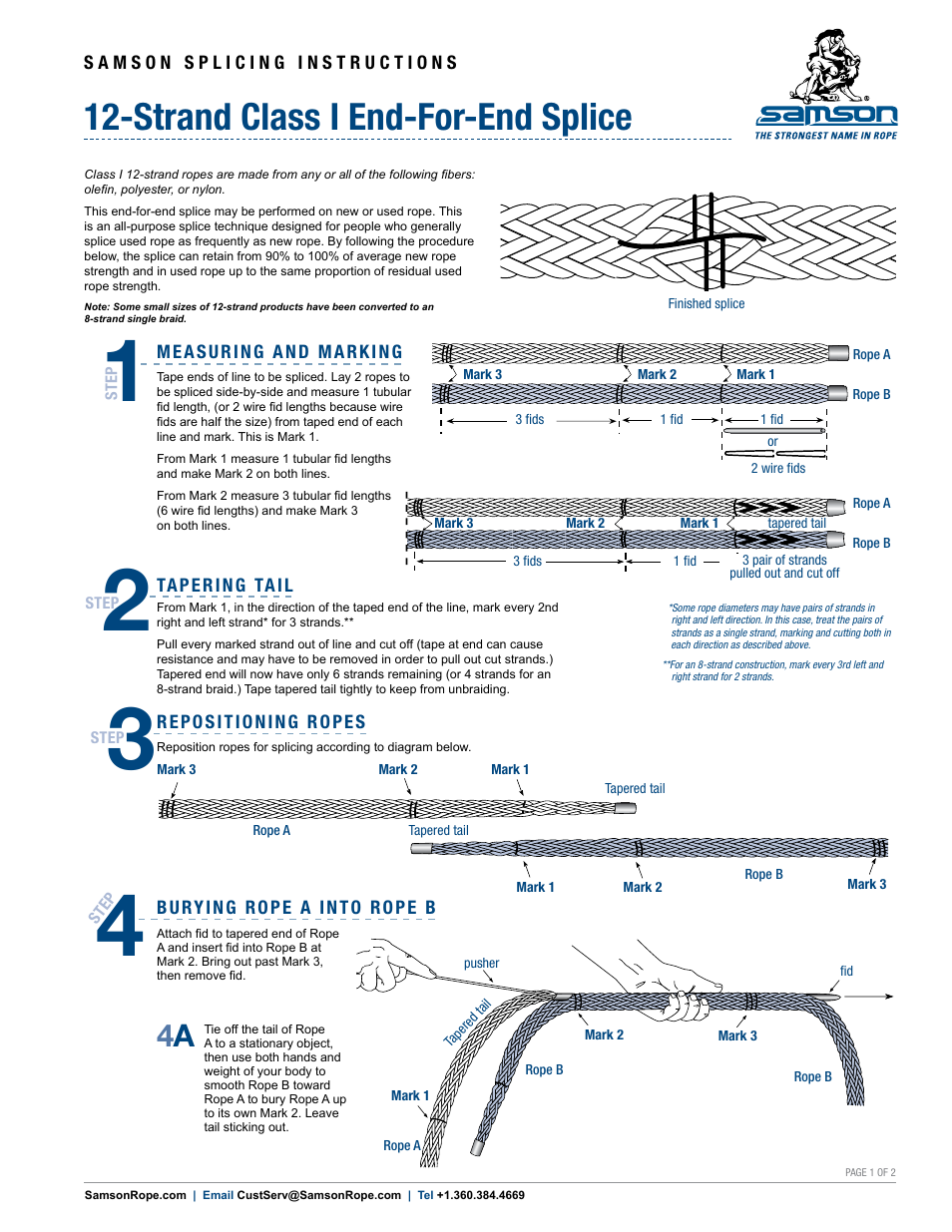 Samson 12-STRAND Class I End-for-End Splice User Manual | 2 pages