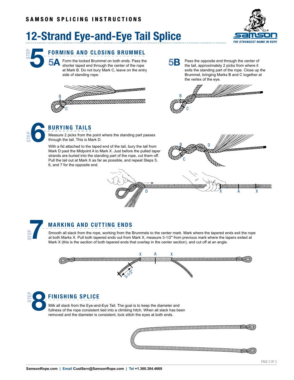 Strand eye-and-eye tail splice, 5a 5 b | Samson 12-STRAND Class I Eye-and-Eye Tail Splice User Manual | Page 2 / 3