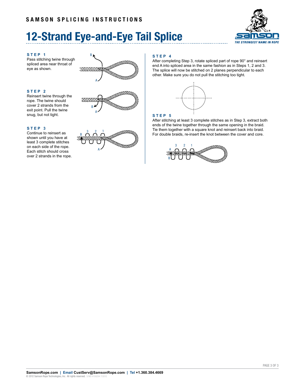 Strand eye-and-eye tail splice | Samson 12-STRAND Class I Eye-and-Eye Tail Splice User Manual | Page 3 / 3