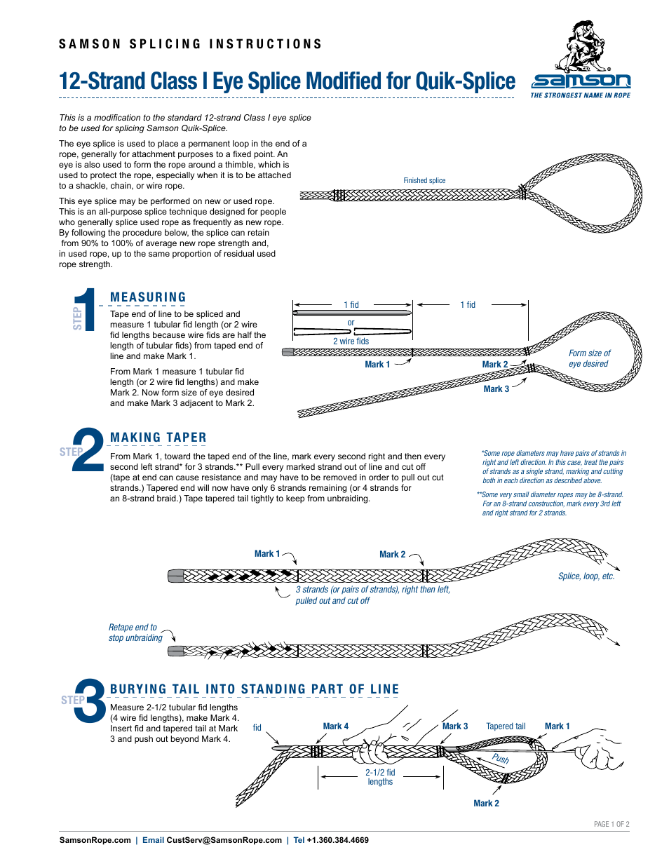 Samson 12-STRAND Class I Eye Splice Modified for Quik-Splice User Manual | 2 pages
