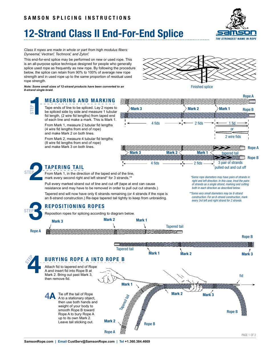 Samson 12-STRAND Class II End-for-End Splice User Manual | 2 pages