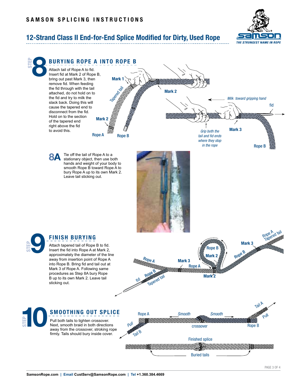 Samson 12-STRAND Class II End-for-End Splice Modified for Dirty, Used Rope User Manual | Page 3 / 4