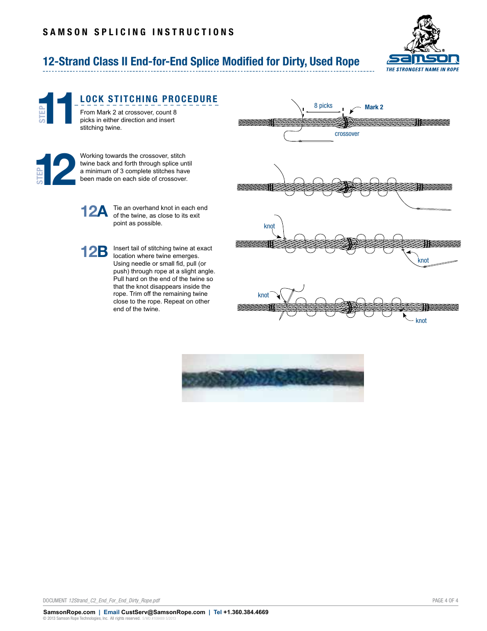 12 a, 12 b | Samson 12-STRAND Class II End-for-End Splice Modified for Dirty, Used Rope User Manual | Page 4 / 4