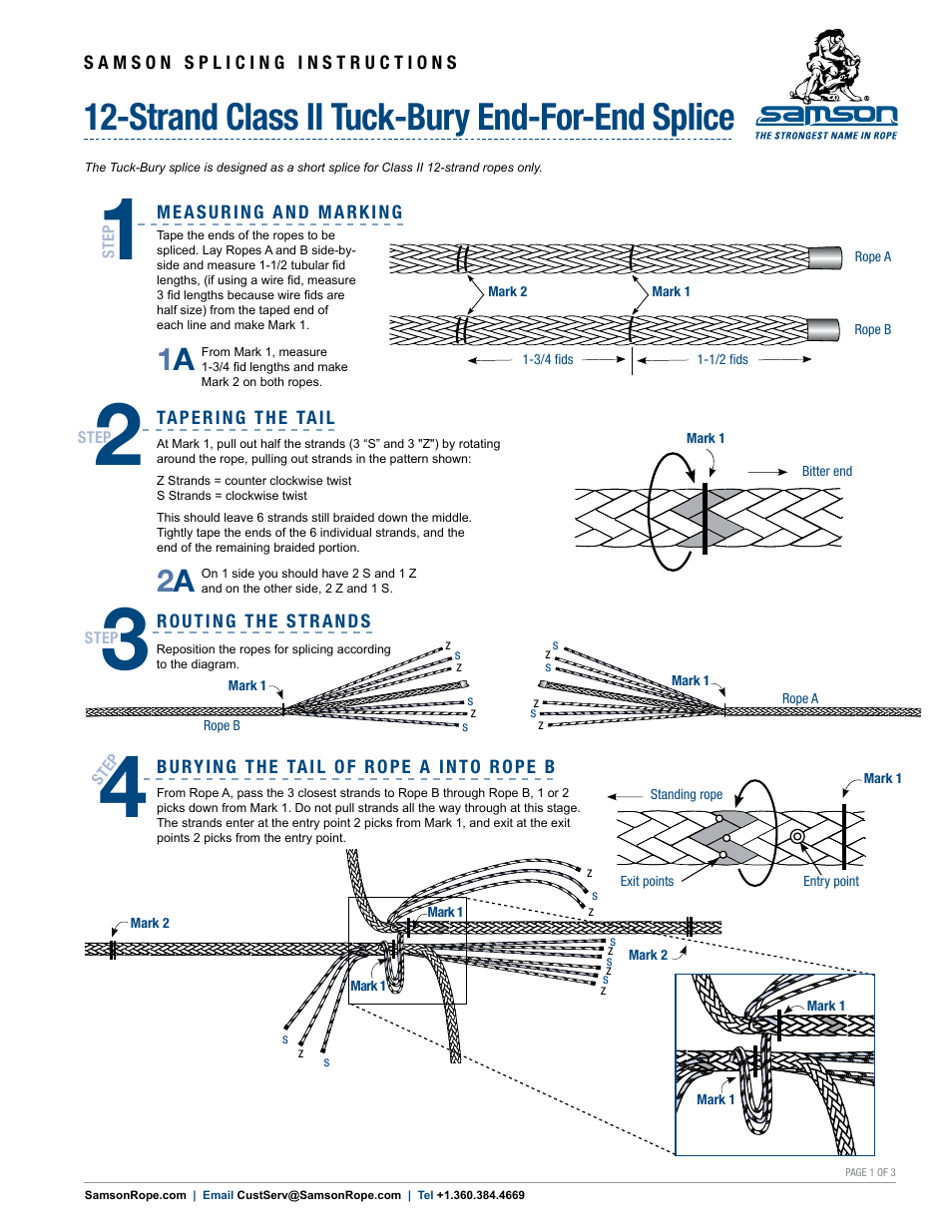 Samson 12-STRAND Class II Tuck-Bury End-for-End Splice User Manual | 3 pages