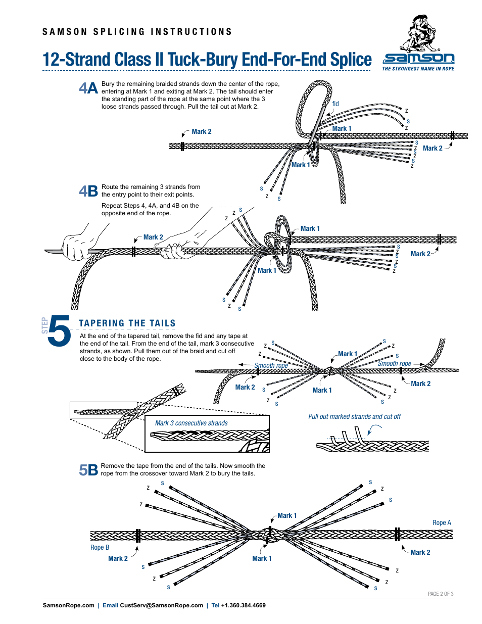 Strand class ii tuck-bury end-for-end splice, 4a 4 b | Samson 12-STRAND Class II Tuck-Bury End-for-End Splice User Manual | Page 2 / 3