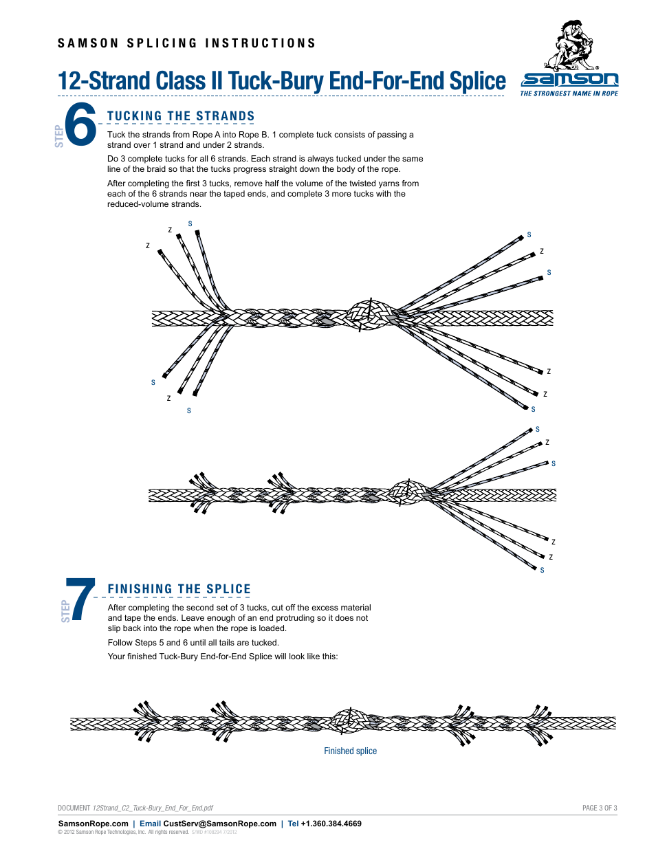 Strand class ii tuck-bury end-for-end splice | Samson 12-STRAND Class II Tuck-Bury End-for-End Splice User Manual | Page 3 / 3