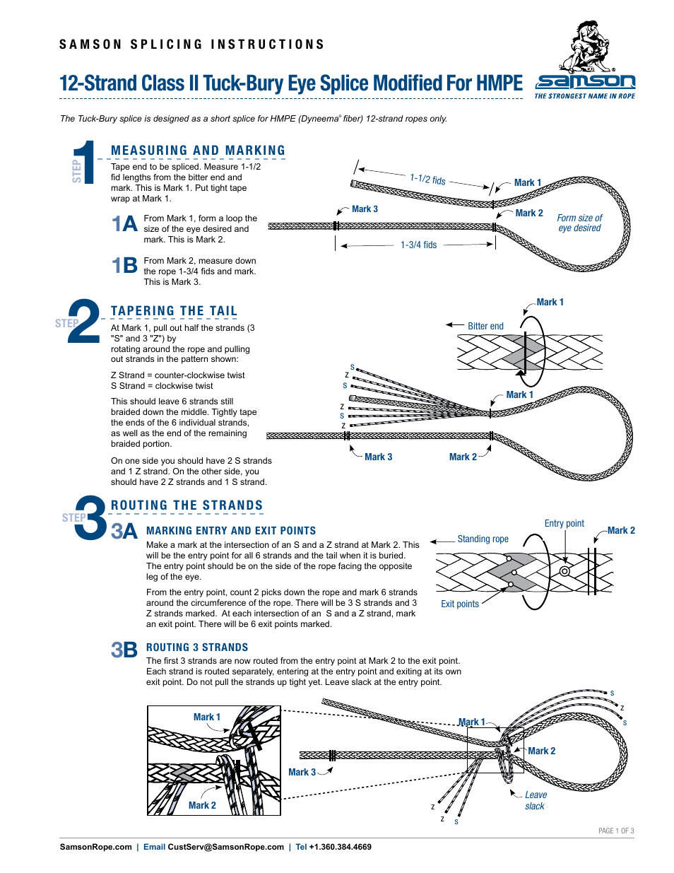 Samson 12-STRAND Class II Tuck-Bury Eye Splice Modified for HMPE User Manual | 3 pages