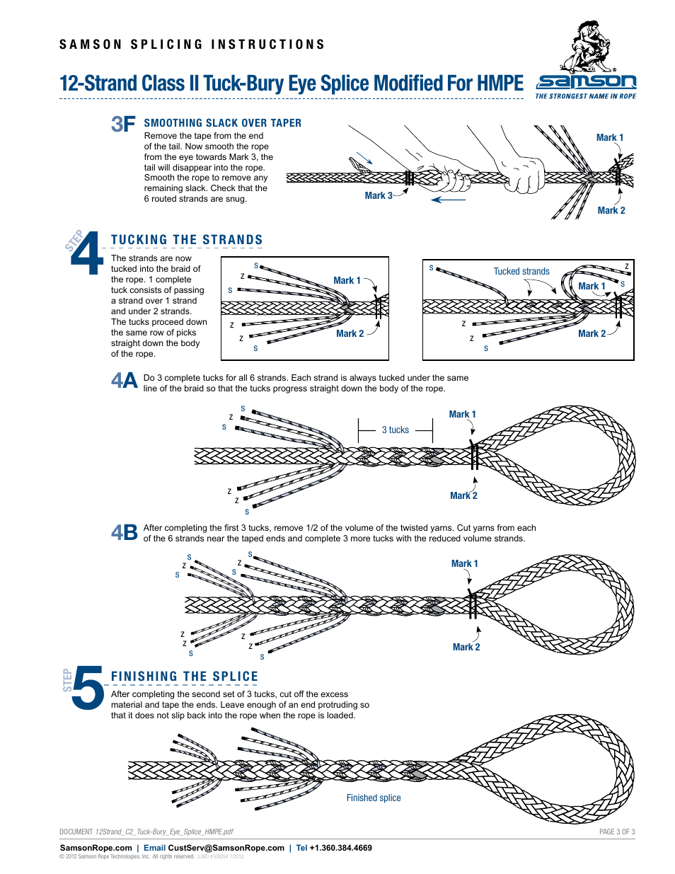 Samson 12-STRAND Class II Tuck-Bury Eye Splice Modified for HMPE User Manual | Page 3 / 3