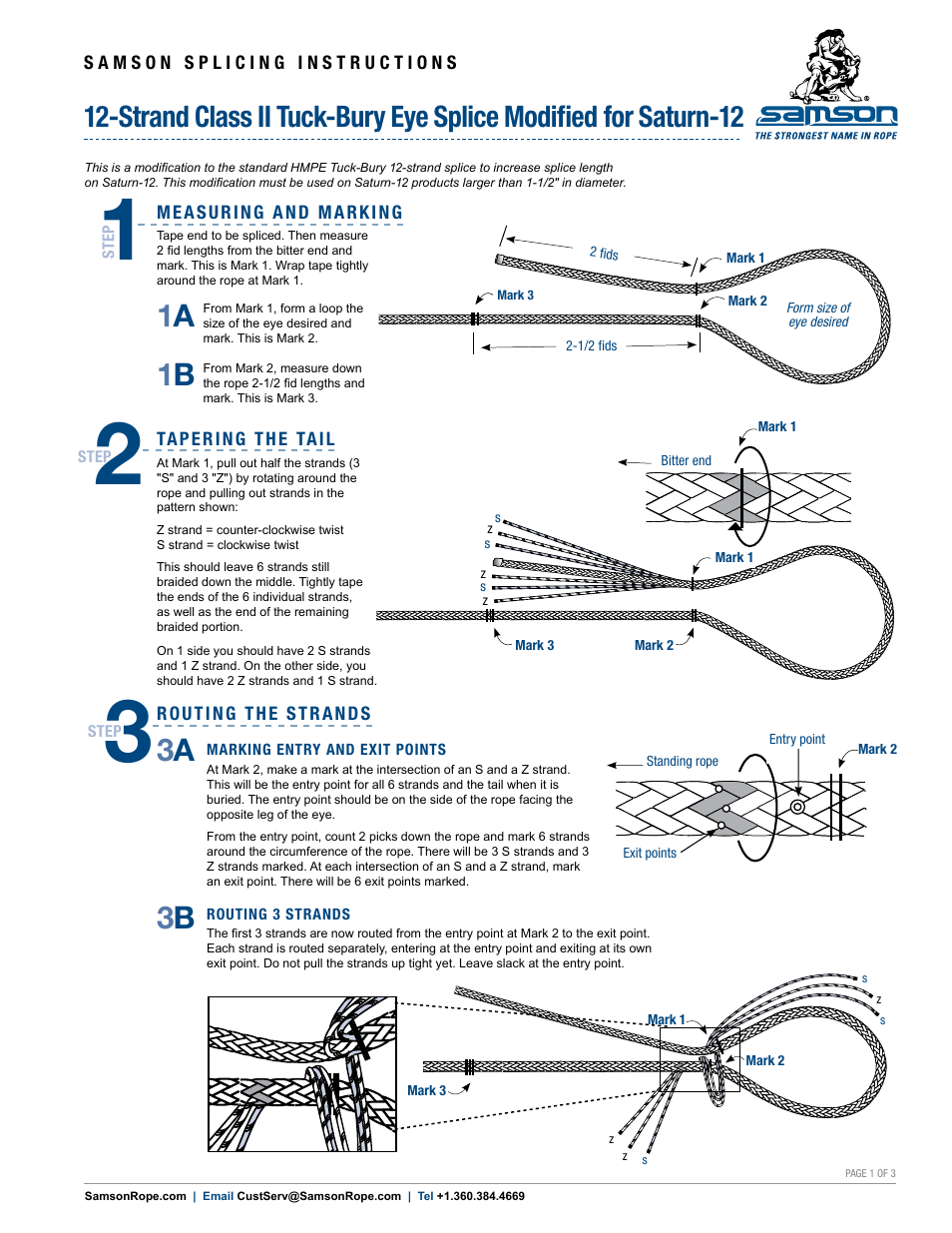 Samson 12-STRAND Class II Tuck-Bury Eye Splice Modified for Saturn-12 User Manual | 3 pages