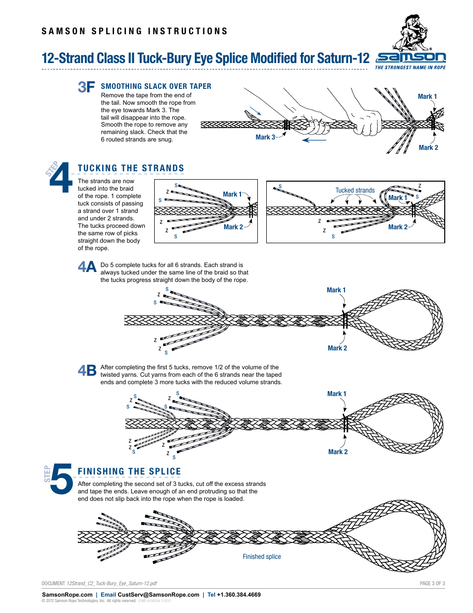 Samson 12-STRAND Class II Tuck-Bury Eye Splice Modified for Saturn-12 User Manual | Page 3 / 3