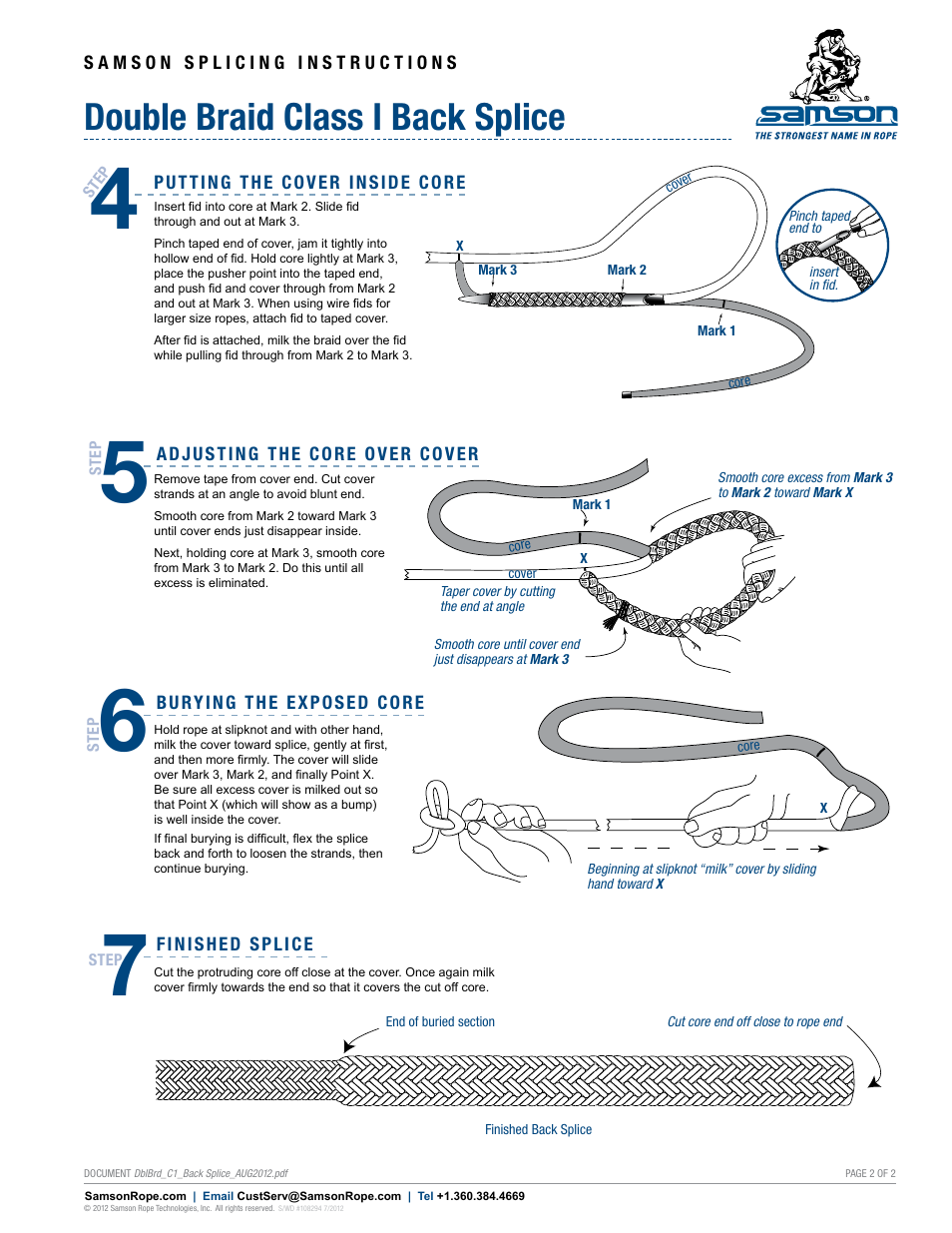 Double braid class i back splice | Samson DOUBLE BRAID Class I Back Splice User Manual | Page 2 / 2