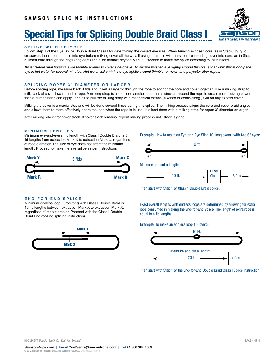 Special tips for splicing double braid class i | Samson DOUBLE BRAID Class I End-for-End Splice User Manual | Page 4 / 4