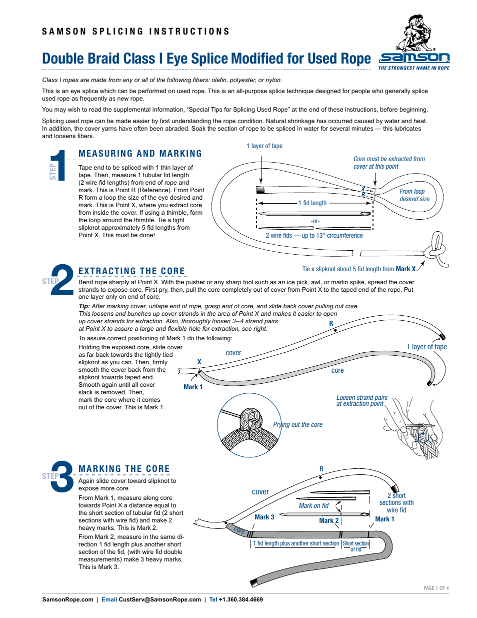 Samson DOUBLE BRAID Class I Eye Splice Modified for Used Rope User Manual | 4 pages