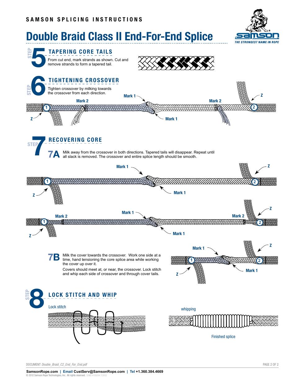 Double braid class ii end-for-end splice | Samson DOUBLE BRAID Class II End-for-End Splice User Manual | Page 2 / 2