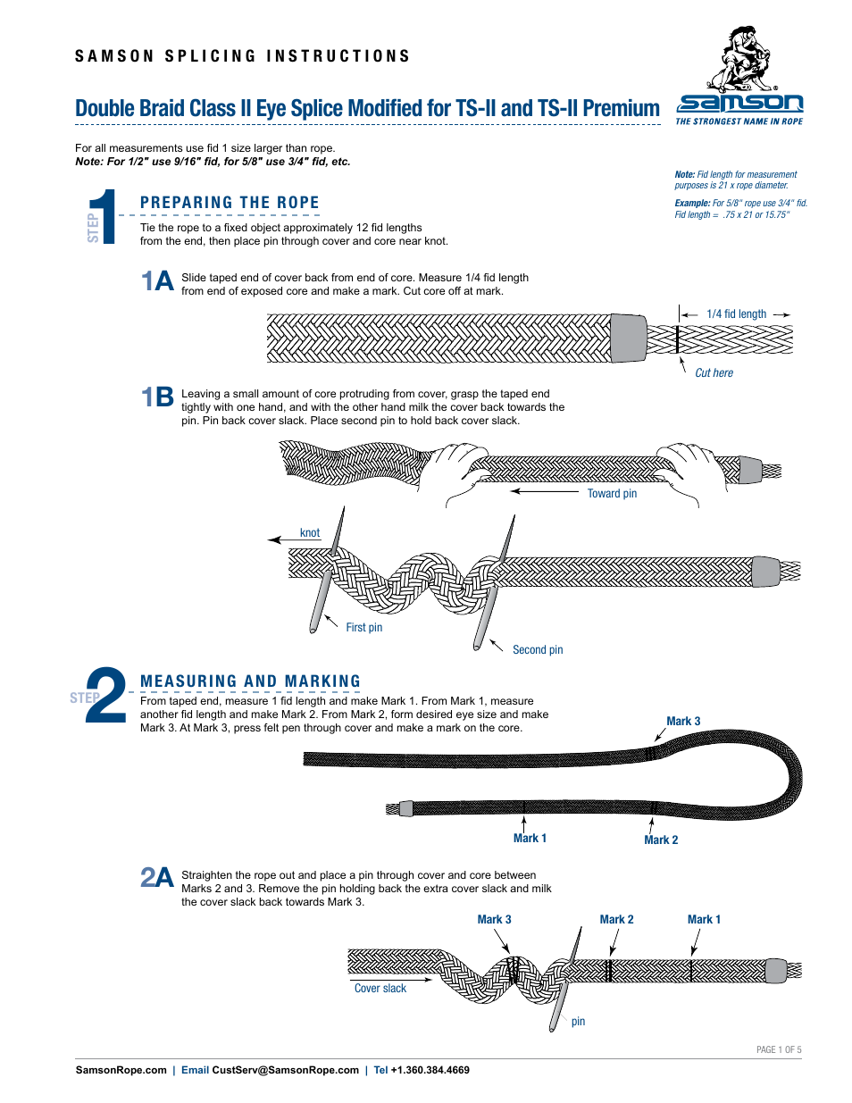 Samson DOUBLE BRAID Class II Eye Splice Modified for TS-II and TS-II Premium User Manual | 5 pages