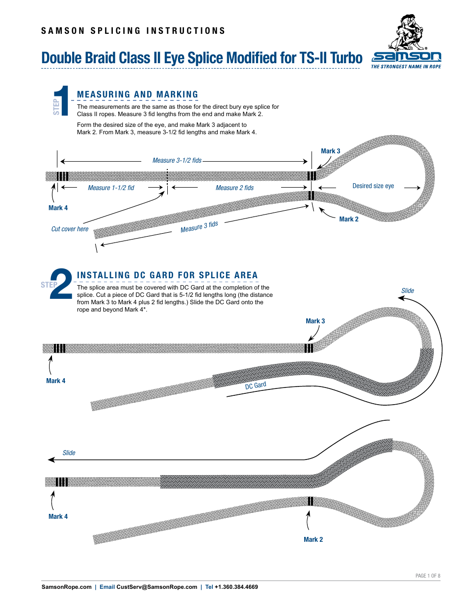 Samson DOUBLE BRAID Class II Eye Splice Modified for TS-II Turbo User Manual | 8 pages