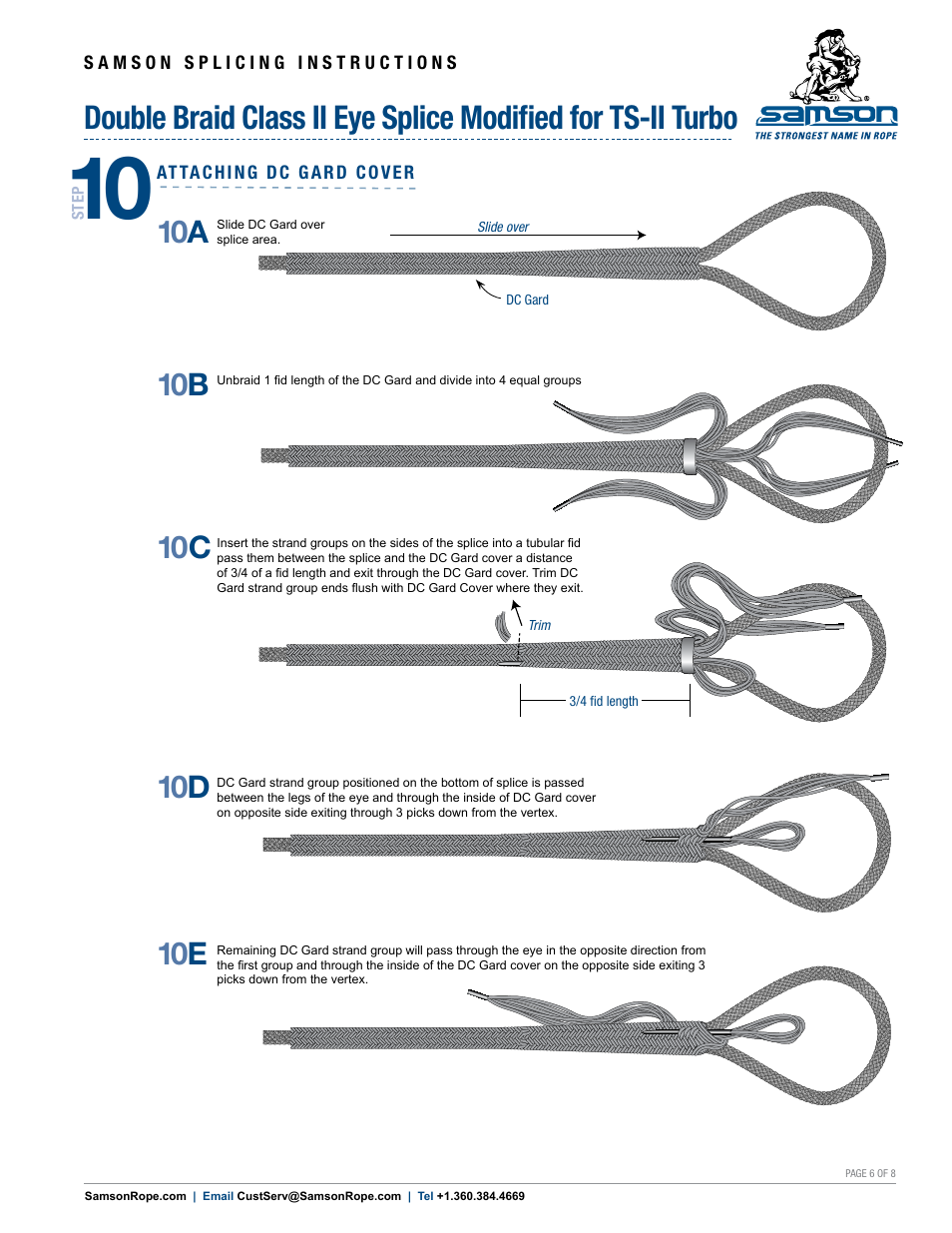 10 d 10 e | Samson DOUBLE BRAID Class II Eye Splice Modified for TS-II Turbo User Manual | Page 6 / 8