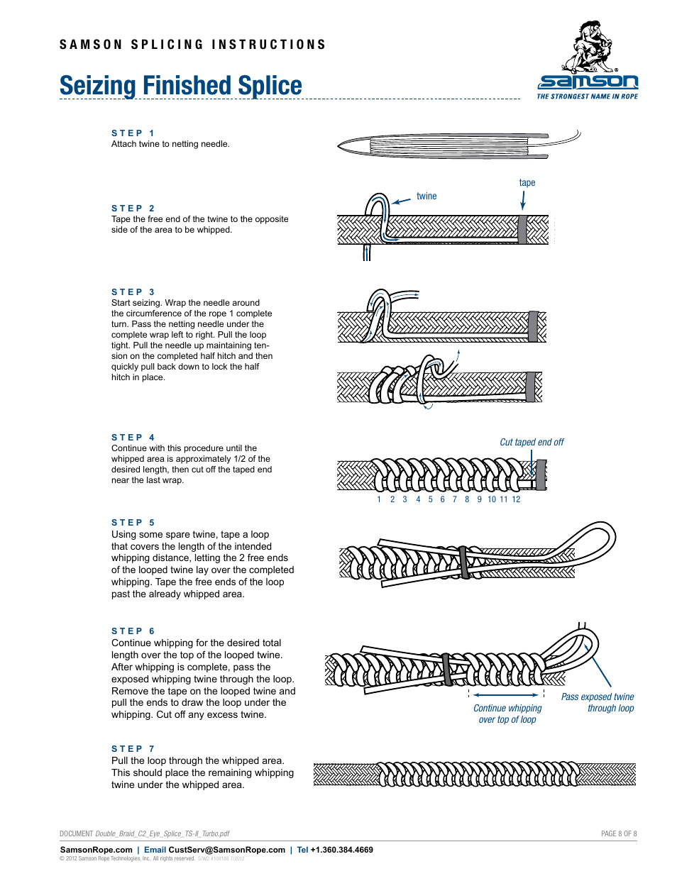 Seizing finished splice | Samson DOUBLE BRAID Class II Eye Splice Modified for TS-II Turbo User Manual | Page 8 / 8