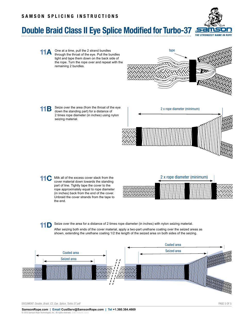 11 a, 11 b, 11 d 11 c | Samson DOUBLE BRAID Class II Eye Splice Modified for Turbo-37 User Manual | Page 5 / 5