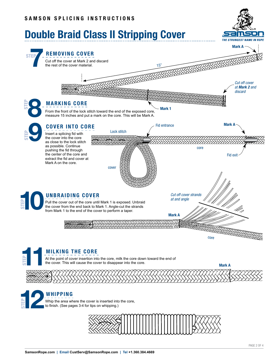 Double braid class ii stripping cover | Samson DOUBLE BRAID Class II Tips for Stripping the Cover User Manual | Page 2 / 4