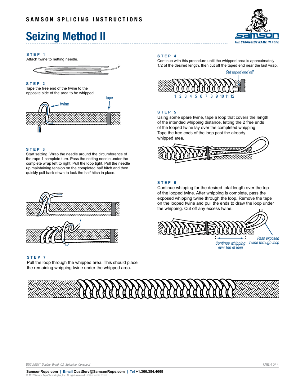 Seizing method ii | Samson DOUBLE BRAID Class II Tips for Stripping the Cover User Manual | Page 4 / 4