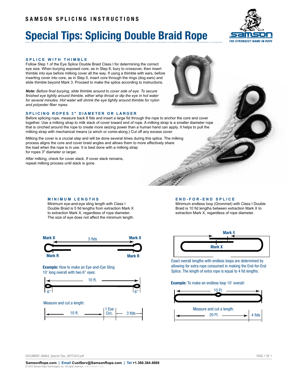 Samson DOUBLE BRAID Special Tips for Splicing Double Braid User Manual | 1 page