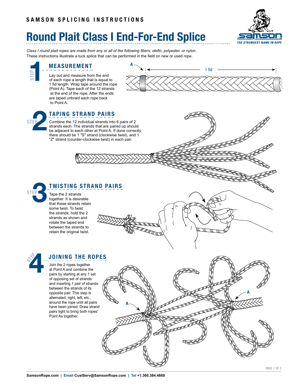 Samson ROUND PLAIT Class I End-for-End Splice User Manual | 2 pages