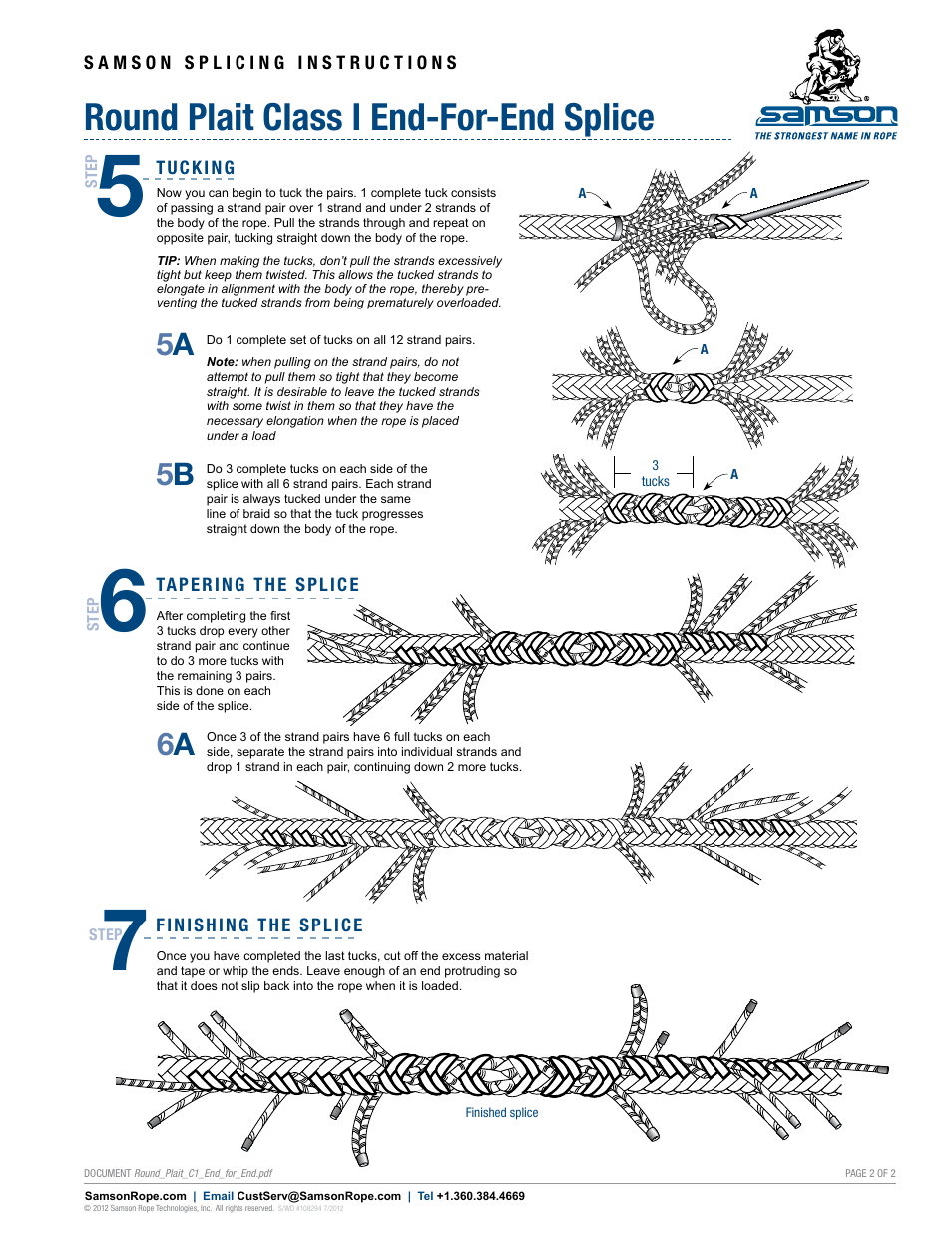 Round plait class i end-for-end splice, 5a 5 b | Samson ROUND PLAIT Class I End-for-End Splice User Manual | Page 2 / 2