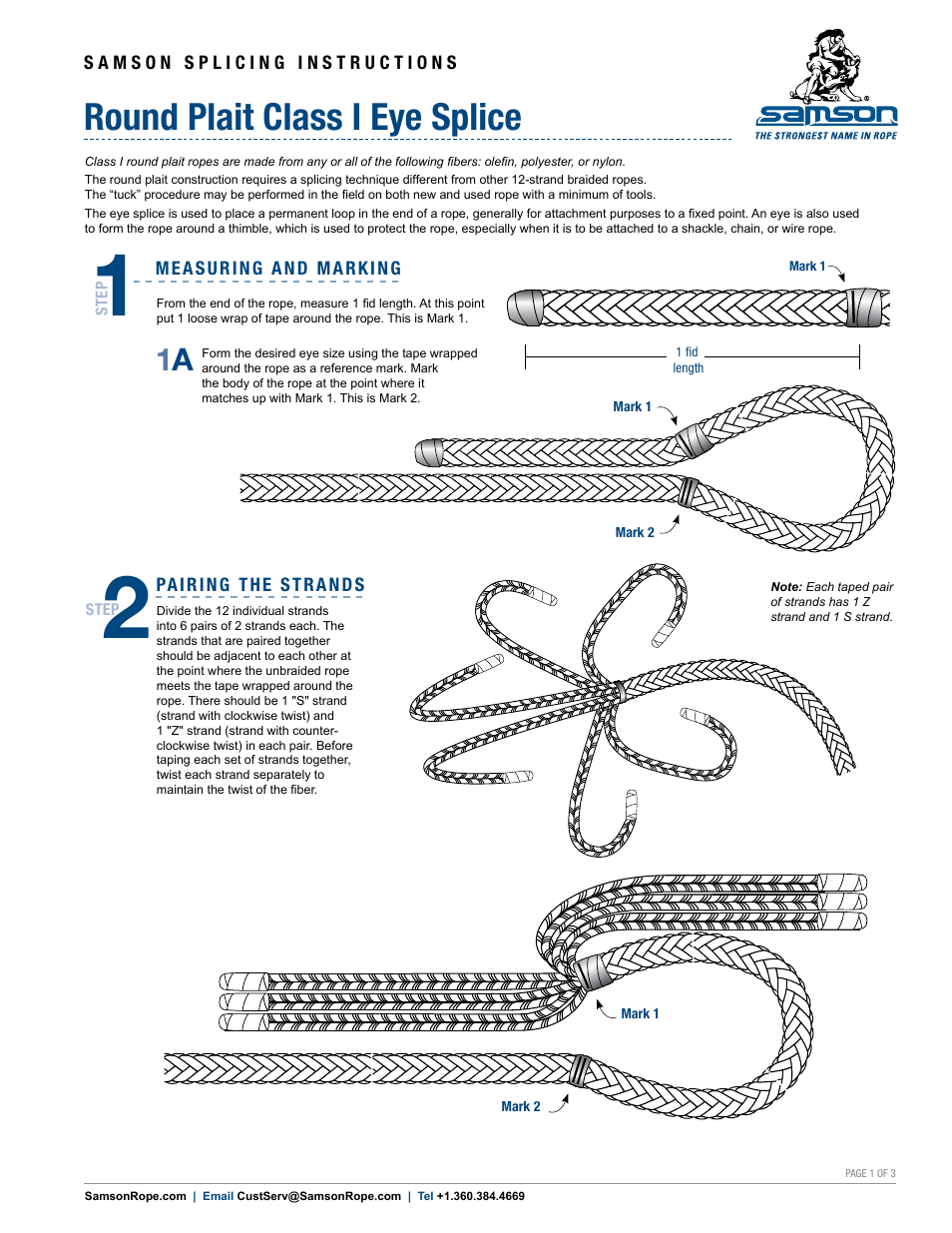 Samson ROUND PLAIT Class I Eye Splice User Manual | 3 pages