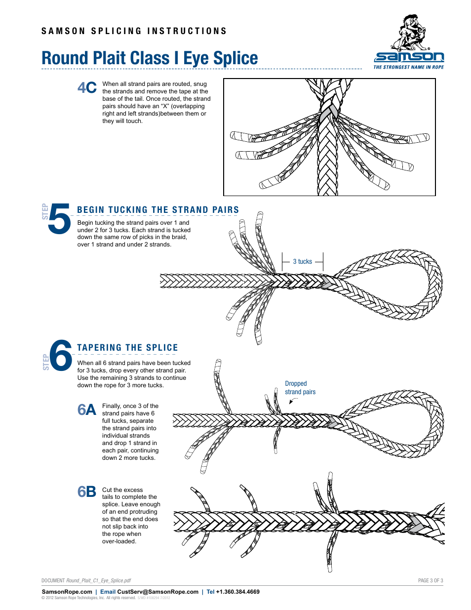 Round plait class i eye splice, 6a 6 b | Samson ROUND PLAIT Class I Eye Splice User Manual | Page 3 / 3